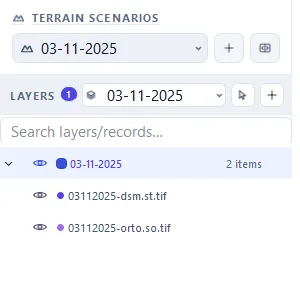 LAYERS: the datasets of the active scenario.