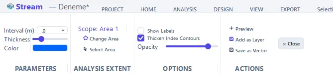 The CONTOURS tab.