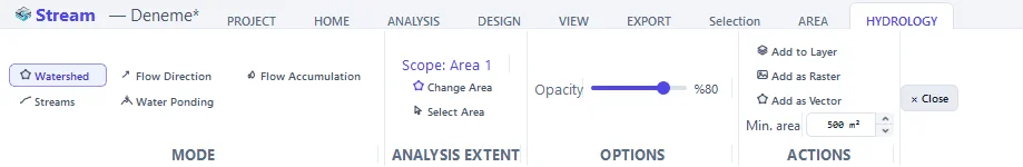The HYDROLOGY tab.