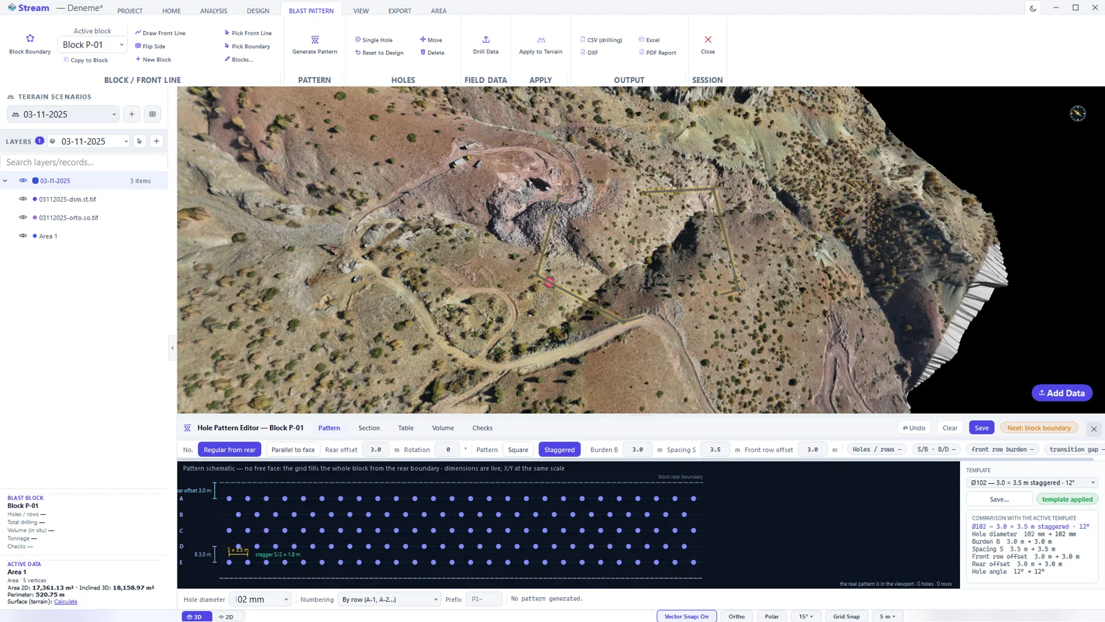 The Hole Pattern Editor.